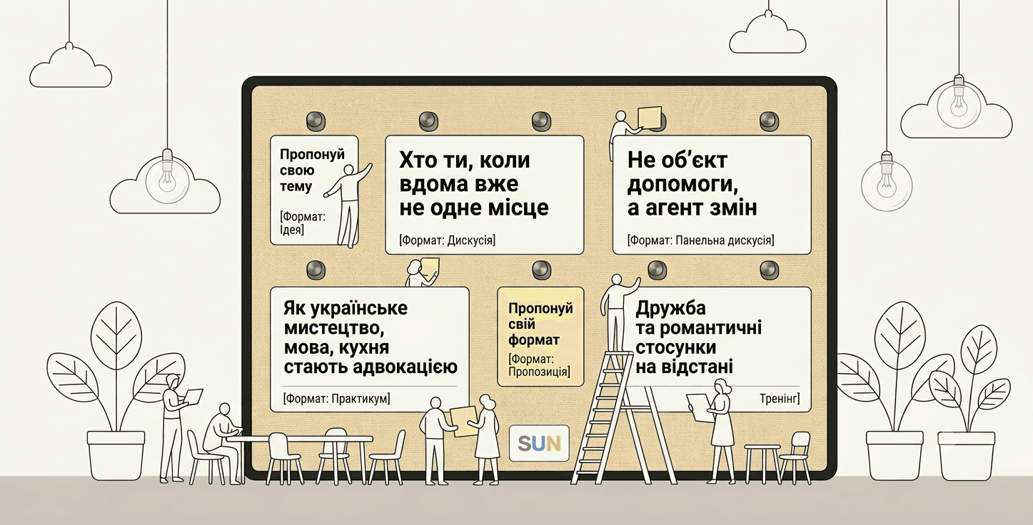 Дошка Open Space: учасники приколюють на неї власні теми для сесій